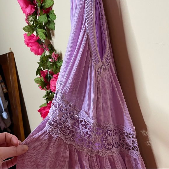 Free People Sky Full of Stars Lavender Crochet Tunic Top Size XS - Picture 5 of 15